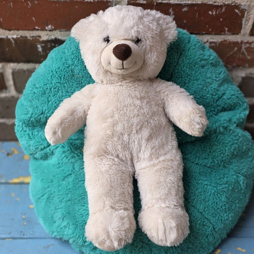 Build-A-Bear Workshop White Plush Teddy Bear Polyester Polyurethane Foam